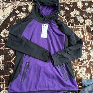 NWT Second Skin Purple and Black Hooded Sweatshirt
